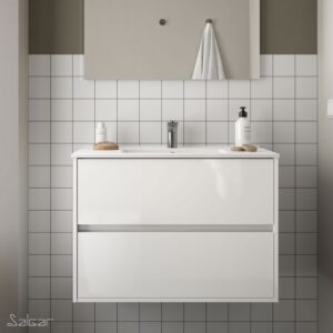 Vanity unit NOJA 900 WHITE GLOSS LACQUERED + Basin