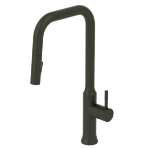 Robinet de cuisine Regia monocommande à douchette 2 fonctions et rétractables fini chrome noir mat