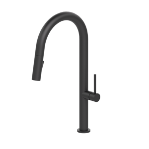 Robinet de cuisine Amador monocommande à douchette 2 fonctions et rétractables fini noir mat